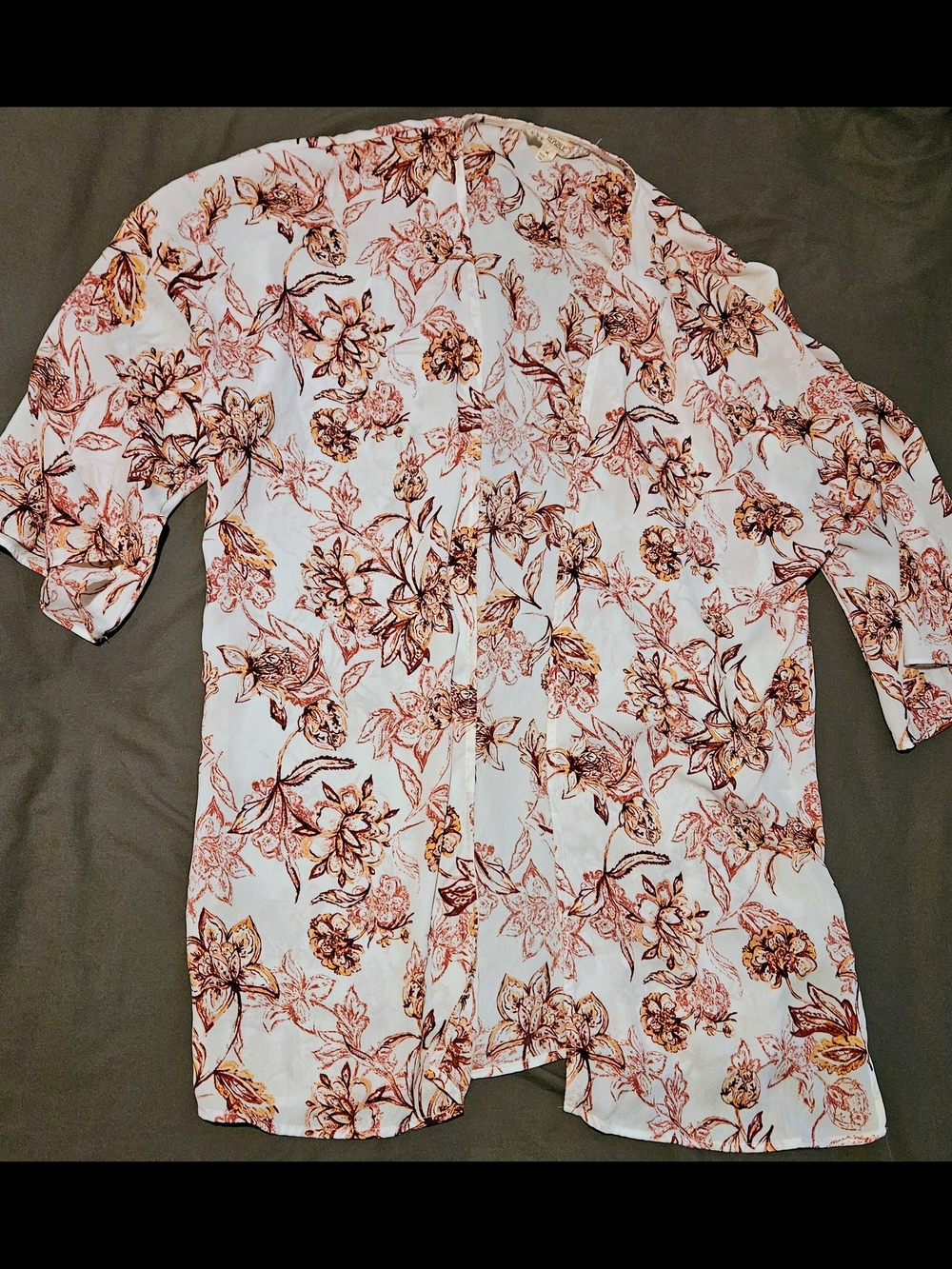 Pink Republic White Floral Swim Coverup with Pink and Orange Print